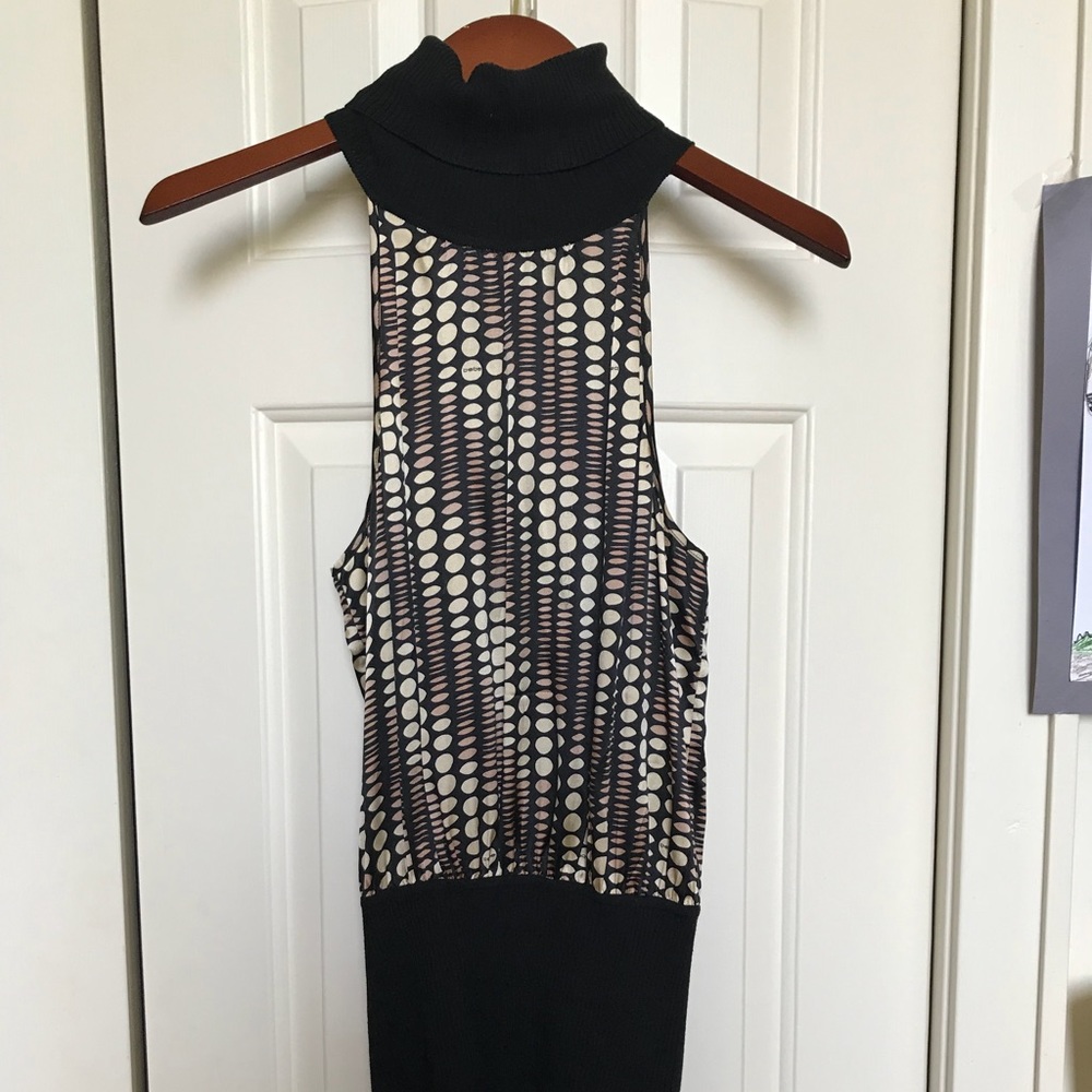 Bebe silk and knit high-neck halter